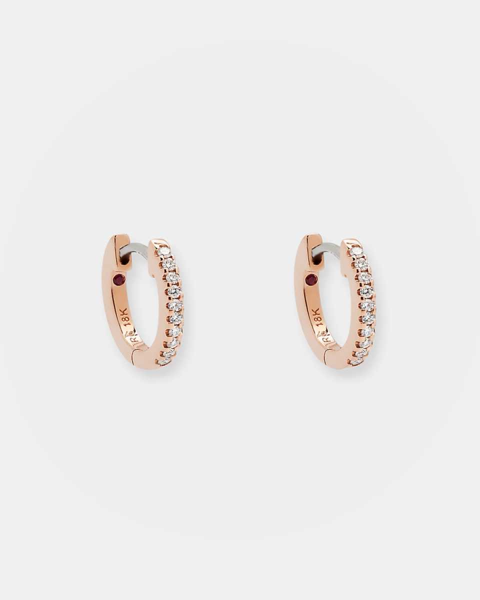 18K Gold Micro Diamond Hoop Earrings